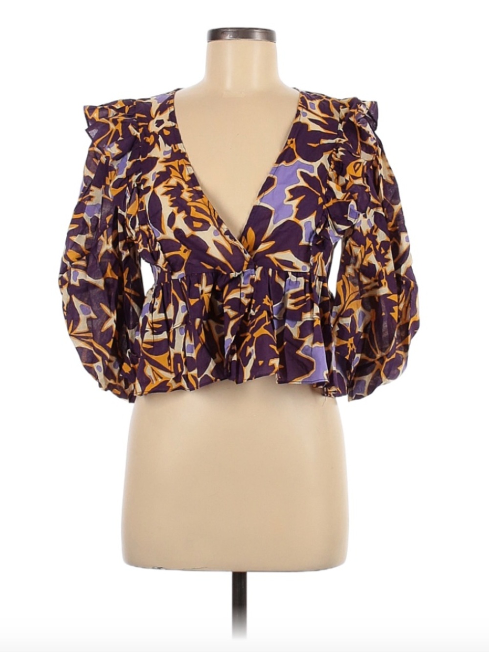 NWT V-Neck Floral Purple and Yellow Flowy Top